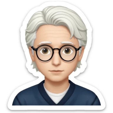 timothee chalamet with white hair and glasses sticker