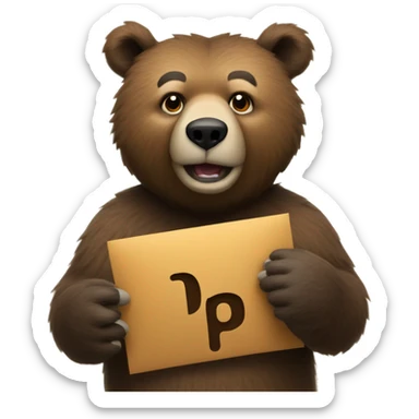 grizzley bear holding the letter p sticker
