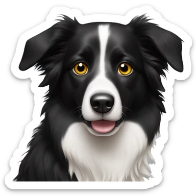 Black and white Border collie with black patch over left eye sticker