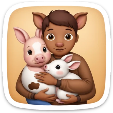 Home of rat, pig as parent hugging  cow, rabbit baby sticker