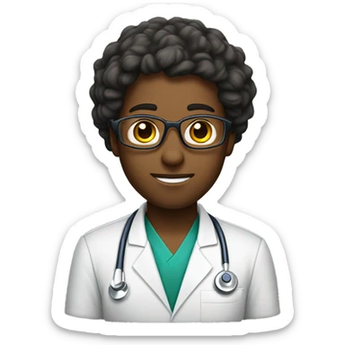 médico de cabelo escuro, pele clara, usando óculos sticker
