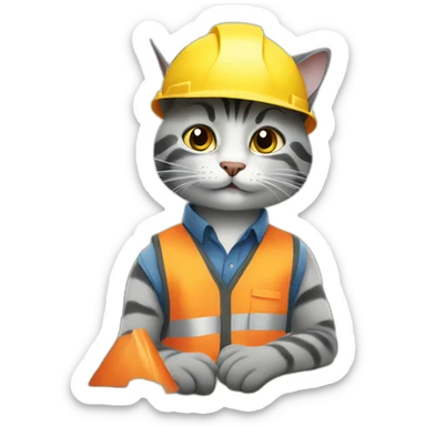 Cats working at a construction site sticker