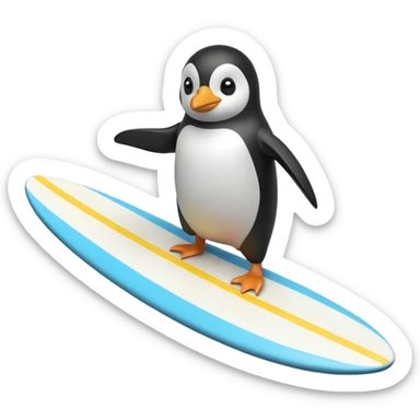 Penguin riding a surfboard sticker