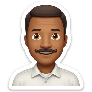 black dad with chin mustache smile warmly in white shirt sticker