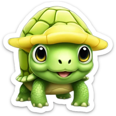 A cute little turtle with a banana on his head sticker
