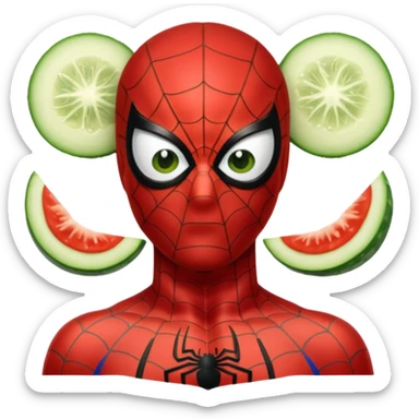 Spiderman with cucumber slices on his eyes, relaxing, spa day vibe sticker