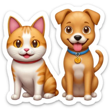 A happy cat emoji + A cool dog emoji sticker