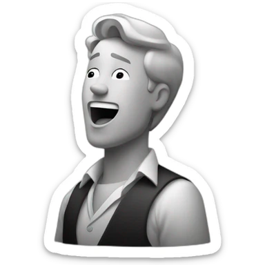 b&w logo of a man singing sticker