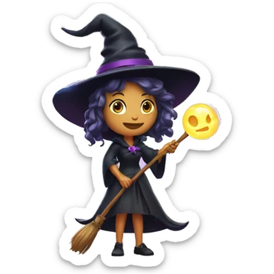 witch casting spell with a Magic wand sticker