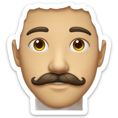 Jeune homme brun moustache gros sourcil sticker