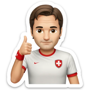 ROGER FEDERER  WITH SWISS T-SHIRT AND THUMS UP sticker