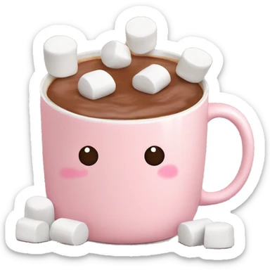 Light Pink mug of hot chocolate with marshmallows  sticker