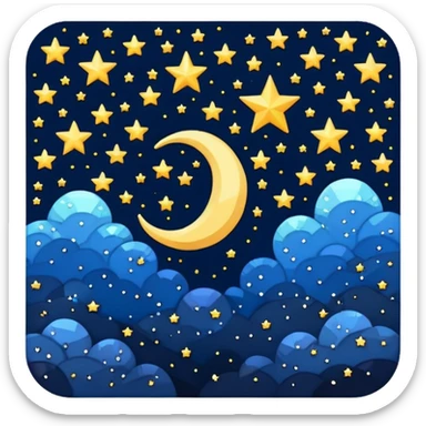 Pixel art starry night sky with twinkling stars and moon sticker