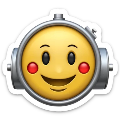 Industrial mechanical motor with a smiley face, emoji for the new electric music genre Motor breaks must be friendly and sellable must be small but clear child friendly, ready to use as a logo sticker