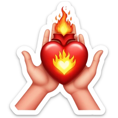 The burning heart on the palm of your hand sticker