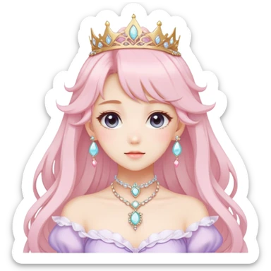 Gorgeous beautiful pretty anime princess lady, accessories, jewelries, pastelcore, cottagecore, fairycore, elegant sticker
