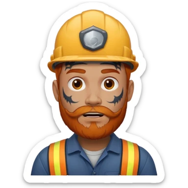 construction worker with beard, ginger haired and lot of face tattoos scary looking sticker