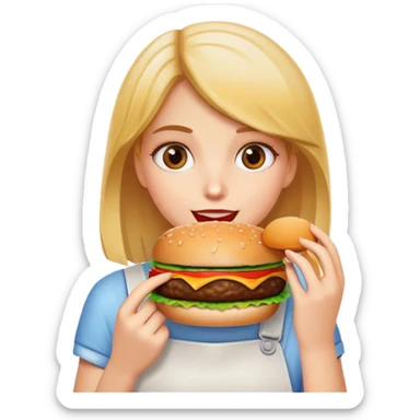 girl eating hamburger sticker