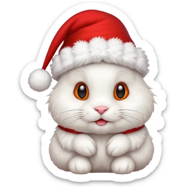 white rabbit in christmas hat sticker