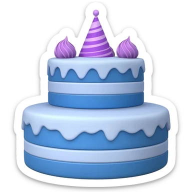 blue and purple birthday cake sticker