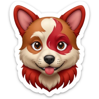 dog with tattoed face and red hair sticker