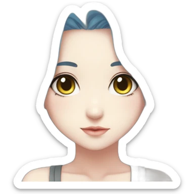 Anime girlfriend eyes-pastel blue hair-mini dress sticker