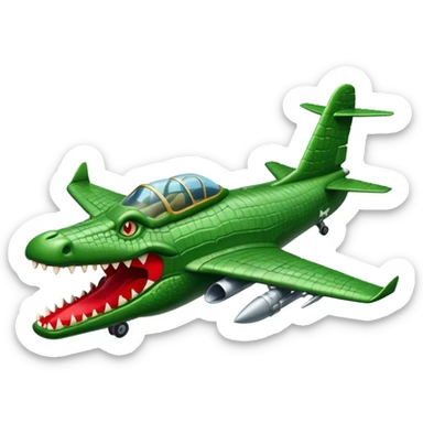 bombardilo crocodilo a green crocodile that is a war plane (a war plane with crocodile's head) sticker