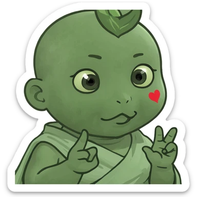 Toga baby making Japanese heart sign sticker