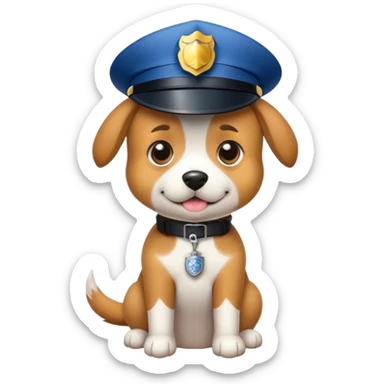Dog with police hat sticker