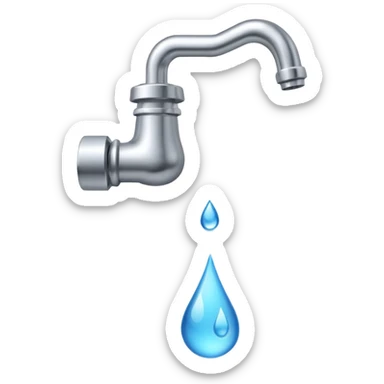 a faucet with a water droplet at the end sticker