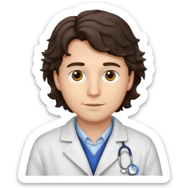 male dark brunette wavy hair vet sticker