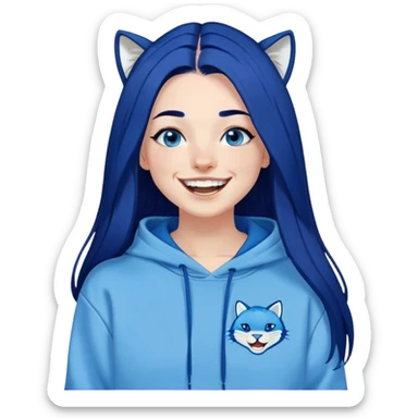 Laughing-long-straight-dark-blue-hair-blue-eyes-thick-black-eyeliner-really-thick-really-long-eye-lashes-sky-blue-puma-no-ears-hoodie-sweatshirt-hoop-in-right-nostril sticker
