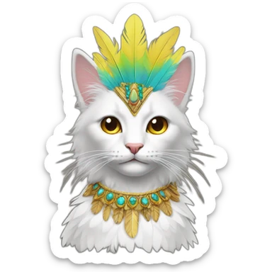 Cat wearing feathered headdress sticker