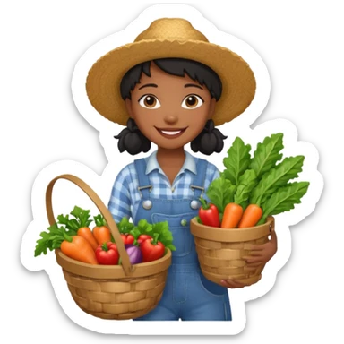 make a cute black girl farmer  sticker