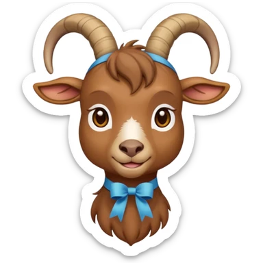 brown goat with ribbon pookie sticker