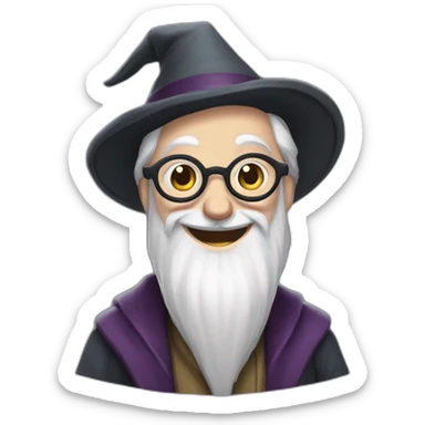 Albus dumbledore with glasses and purooe clothes laughing sticker