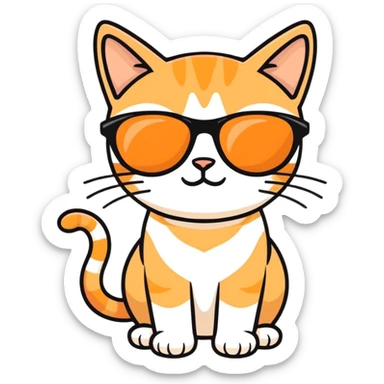 Pale orange tabby cat with sunglasses sticker