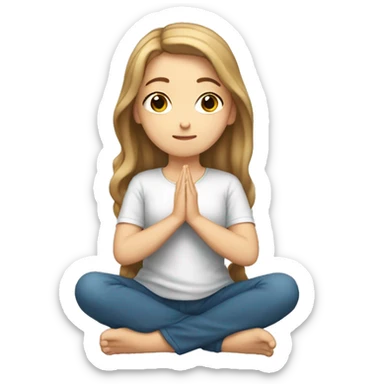 White girl with light brown hair kneeling, praying to God sticker