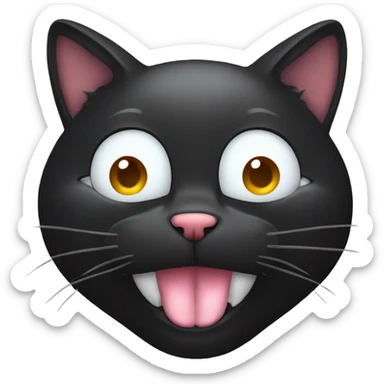 Black cat licking its paws  sticker