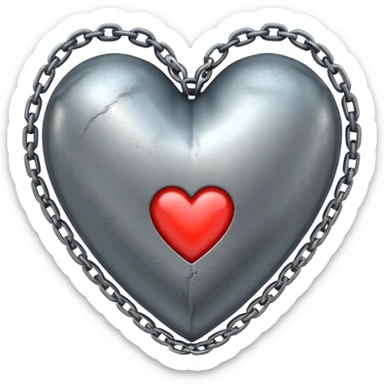 A metal heart with chains wrapped around sticker