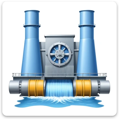 hydroelectric power station with a blue background sticker