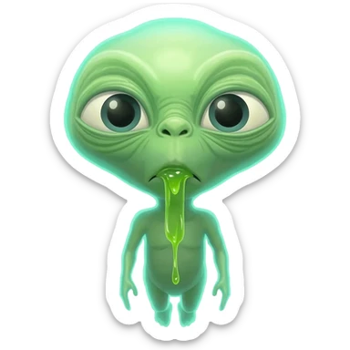 E.T. The Extra-Terrestrial from the movie puking green liquid sticker