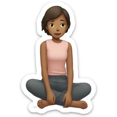 simplistic flattened girl sitting on ground sticker