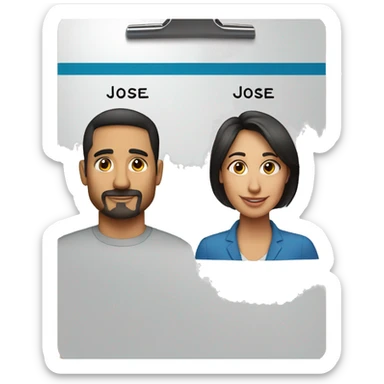 clipboard with names Leslie, Jose written on it sticker