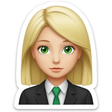 Green eyes office girl with straight hair blonde sticker