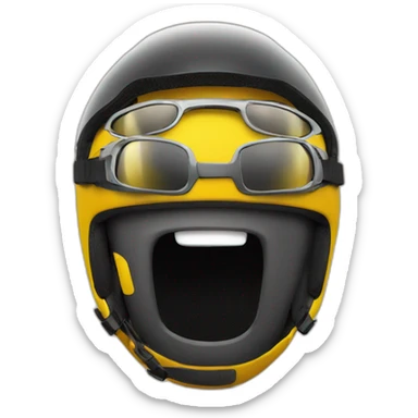 Grinning yellow emoji with professional biking helmet and sports shades (Not riding a bike) sticker