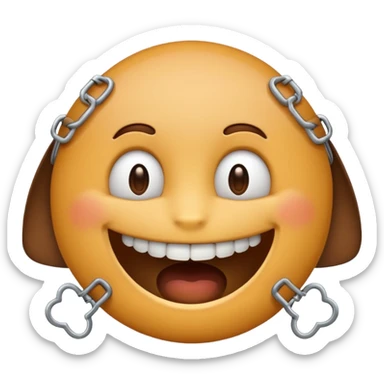 Brown emoji with braces  sticker