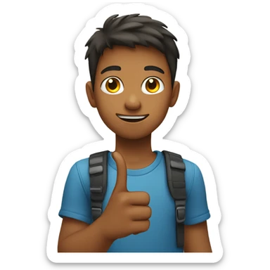 boy holding up 4 fingers on one hand sticker