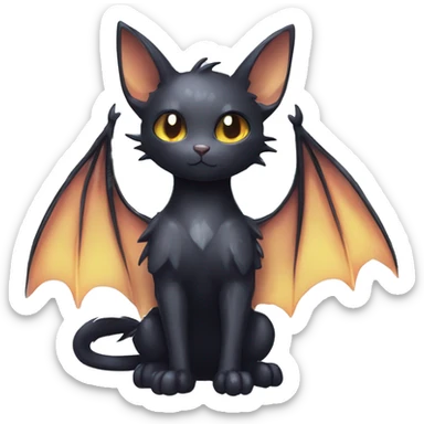 Shiny Shy Cool Black beautiful fantasy Kawaii Ethereal Sona Fakemon-bat-cat-animal Full Body sticker