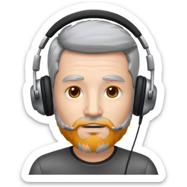 black and silver hair with beard and headphones white skin male sticker
